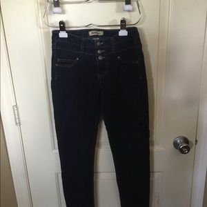 High rise blue jeans